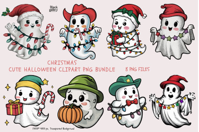 Christmas Cute Halloween Clipart PNG Bundle