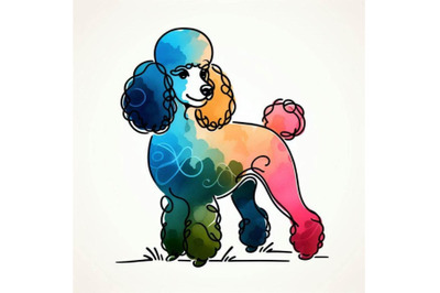 Cute dog. Watercolor dog. Poodle dog bre