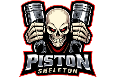 Piston skeleton esport mascot logo design