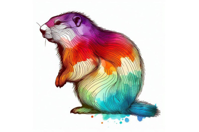 Marmot watercolor. Groundhog Day