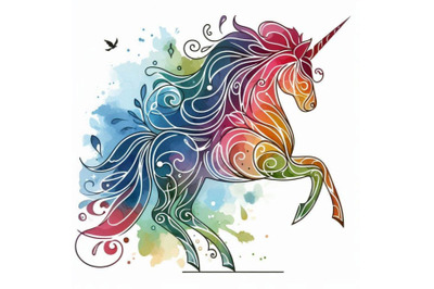 Watercolor unicorn illustration