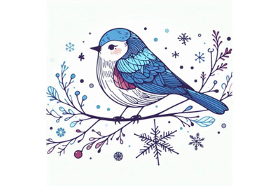 Cute winter bird. Christmas card. New year