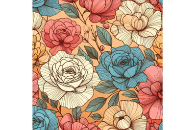 Flower seamless pattern. Roses flower bac