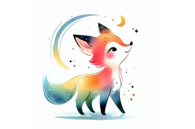 Cute little fox. Watercolor fox