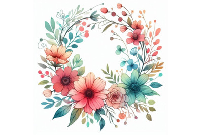 Watercolor flower wreath