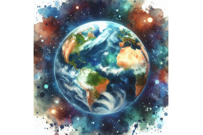 Planet Earth. Earth watercolor background