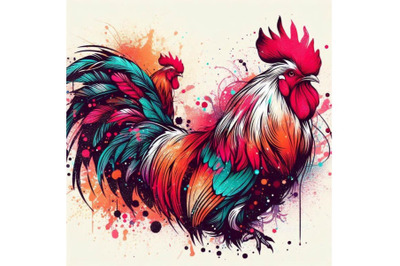 Rooster T-shirt graphics, rooster illustration