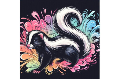 Skunk watercolor illustration. fashion Tee sh