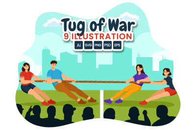 9 Tug of war Vector Illustration