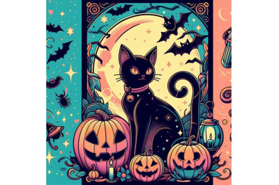 Halloween Cat poster for the holiday with t