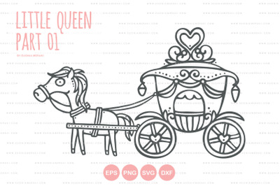 Princess Carriage Royal Chariot - Little Queen Cutting File SVG DXF