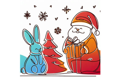 New Year Santa Bunny. background congratulations