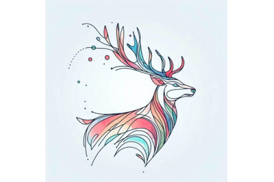 Watercolor deer graphic illustration