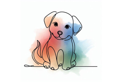 Watercolor dog illustration. Cute pu