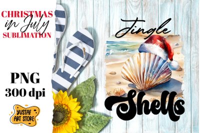 Christmas in July sublimation. Jingle shells. Summer design