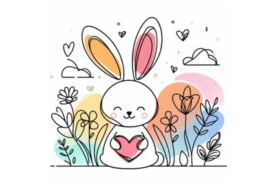 Cute bunny rabbit. Valentines day c