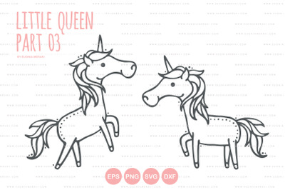 Magical Unicorns - Little Queen Cutting File SVG DXF