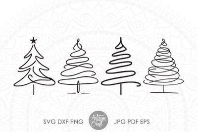 Abstract Christmas trees SVG cut files | Christmas doodles