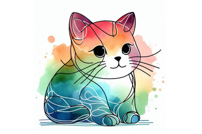 Cat. Cute cat. Watercolor Cat illustra