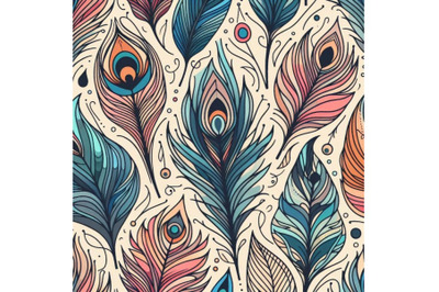 Peacock feather seamless pattern