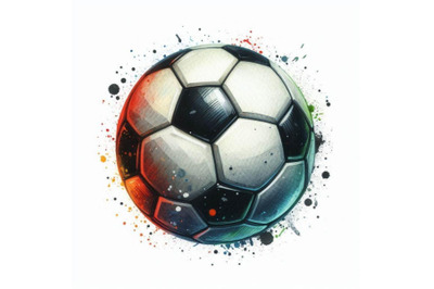 Soccer ball. football watercolor hand drawn illustration