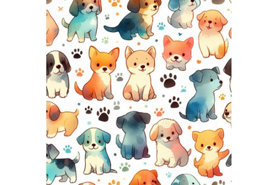 Cute little dog seamless pattern. pu