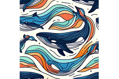 Killer whale seamless pattern