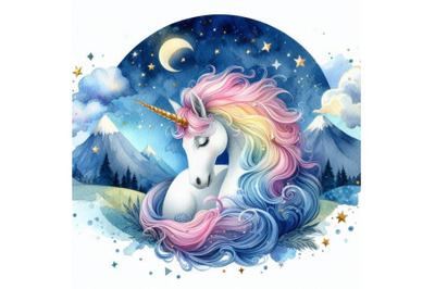 Watercolor unicorn illustration