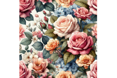 Flower seamless pattern. Roses flower background. Floral p