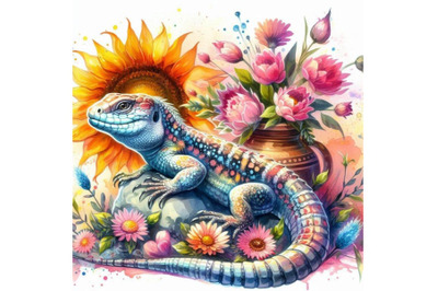 Lizard watercolor illustration