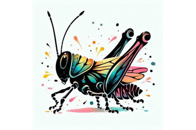 Cartoon insect grasshopper waterc