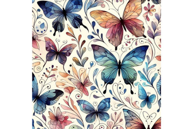 Butterfly watercolor seamless patte