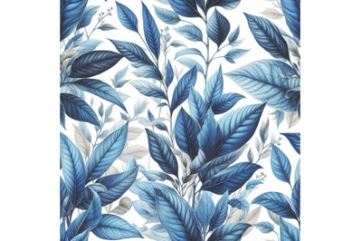 Blue leaves seamless pattern