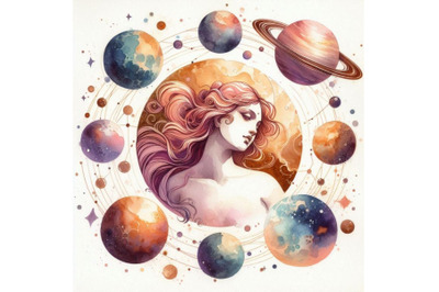 Venus. Venus watercolor background