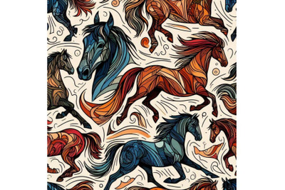 Horses seamless pattern. Wild west