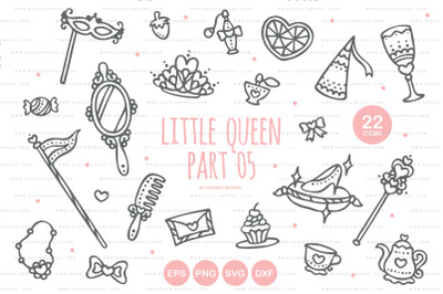 Princess mirror crown glass slipper - Little Queen SVG