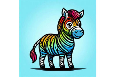 Funny zebra, rainbow zebra illustrati