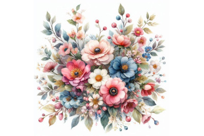 Watercolor flower wreath