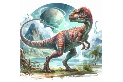 Dinosaur watercolor illustration JPEG&2C; PNG. Jurassic world