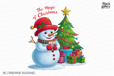 Christmas Snowman Watercolor PNG