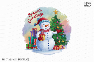 Christmas Snowman PNG Sublimation