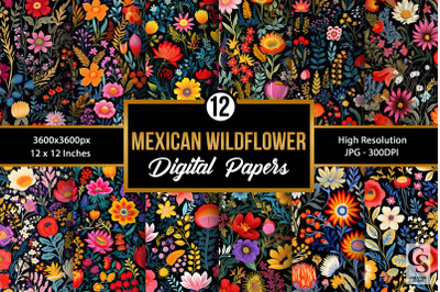 Mexican Wildflowers Garden Seamless Patterns