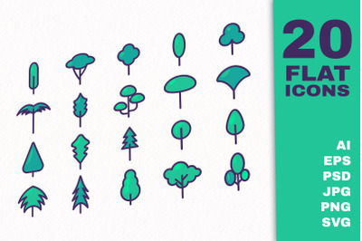 20 Green Tree Icons