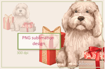 Cute dog with presents | PNG Sublimation design
