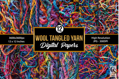 Colorful Wool Tangled Yarn Digital Papers