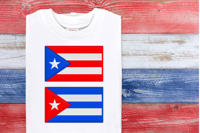 Puerto Rico or Cuba Flag | Applique Embroidery