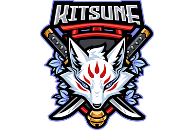 Kitsune head esport mascot logo design