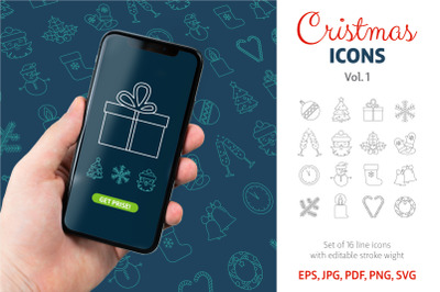 Christmas Icons | Line Clipart SVG