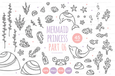 Mermaid Princess 06 - Dolphin fish crab seaweed bubble starfish