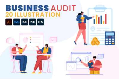 20 Business Audit Documents Illustration